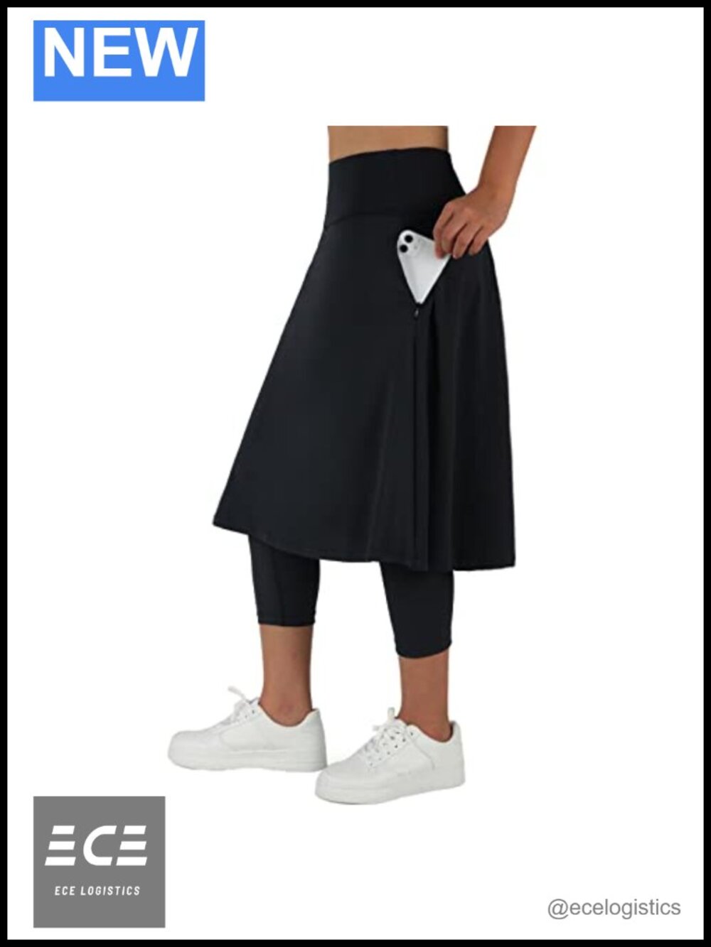 Women's A-Line Skirted Leggings with Zipper Pockets